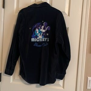 Vintage velvet Mickey Mouse womens button up shirt medium